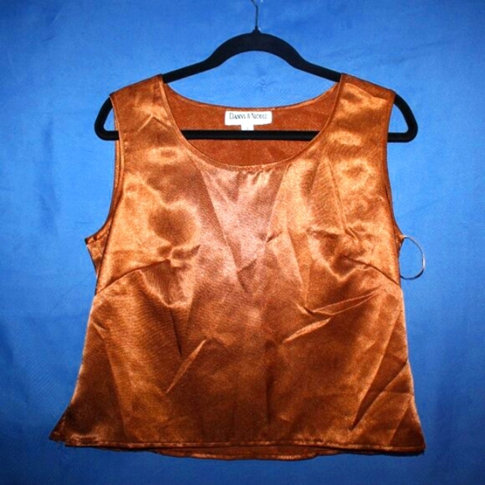 Danny & Nicole Sleeveless Satin Top Brown Size 8